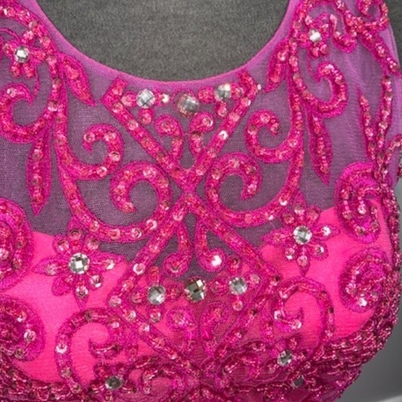 Pink Two Piece Beaded Prom Dress - Picture 6 of 7